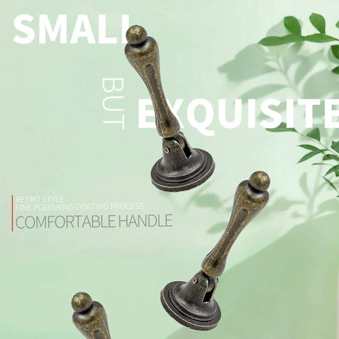 Antique Bronze Tear Drop Cabinet Pulls Set of 6 With Screws for Drawers Dressers and Wardrobes with green background
