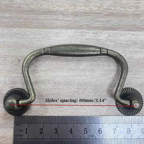 Antique Bail Pulls For Drawers And Cabinets Bronze Zinc Alloy Hardware With 3.1 Inch Center Spacing And 100x50mm Overall Size Includes Mounting Screws Retro Dresser Wardrobe Cabinet Knobs