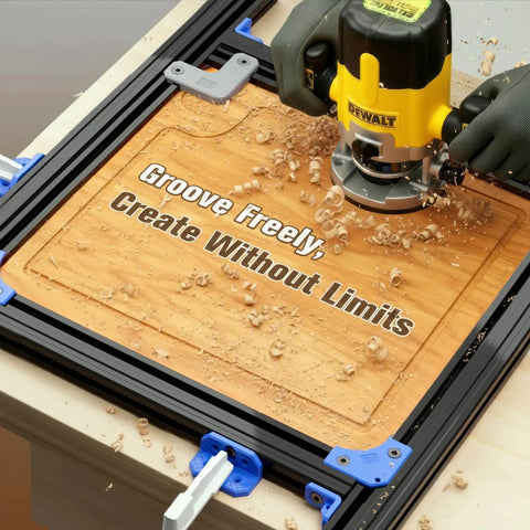 Router Jig For Cutting Boards, Adjustable Guide Fits Up To 18x18 Inches, Corner Guides For Perfect Square Round Or Triangle Handle Grooves