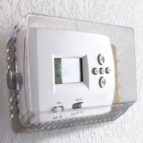 Locking Thermostat Cover for Home HVAC Clear Plastic Wall Mount with Key Lock Box for Temperature Control Prevent Tampering and Save Energy