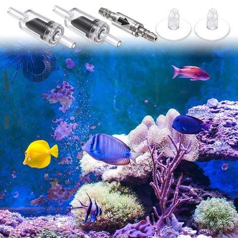 M METERXITY aquarium check valves kit: 1-way stainless steel valve with two plastic check valves and two suction cups
