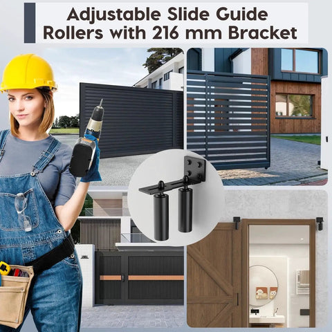 Heavy Duty Slide Gate Roller Guide With L Rear Post Steel Bracket And Sliding Gate Hardware Kit Support Assembly for modern sliding doors.