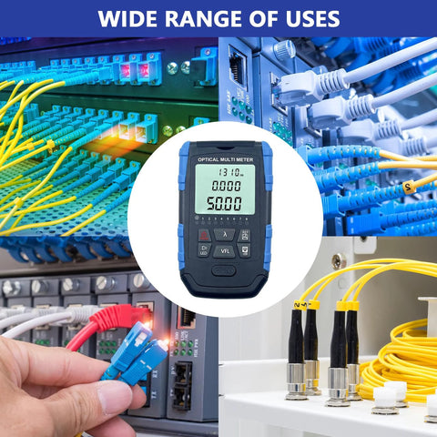 5-in-1 fiber optic tester and portable optical power meter with FC/SC/ST universal interface, blue case