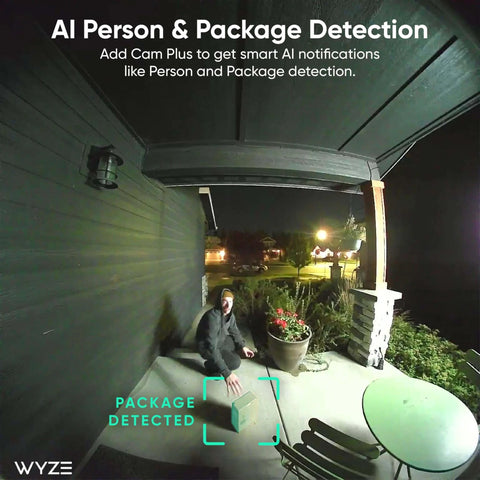 Battery Video Doorbell Wireless Camera Cordless With 1 To 1 Head To Toe View And Color Night Vision showing package detection at night