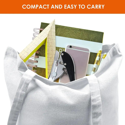Pro Grade Heavy Duty Single Hole Puncher for Paper Cardboard and PVC Portable Handheld Three Eighths Inch in bag with notebooks and phone