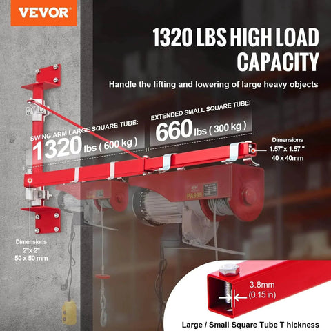 Wall Mount Jib Crane With 1320 Lbs Load Capacity For Electric Hoist And Swing Arm Scaffold Lift 180 Degree Swivel installed