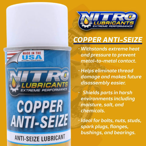 Copper Anti Seize Spray For Nuts Bolts Studs Bearings And Slides, Heavy Duty High Temp 14 Oz Keeps Threads From Seizing And Galling