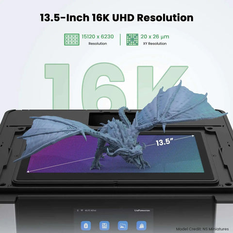 GK3 Ultra 13.5 Inch Resin 3D Printer With 16K LCD High Resolution displaying dragon model print