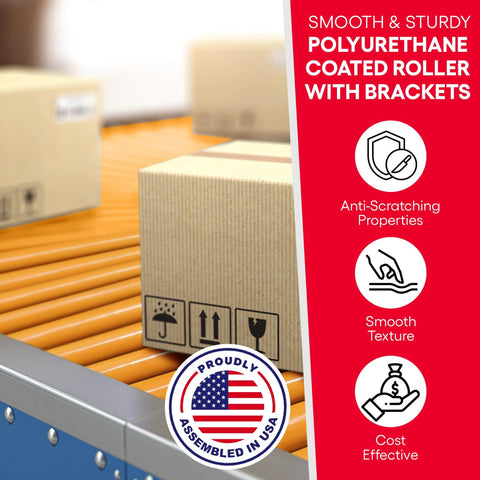 Ultimation Industries polyurethane-coated conveyor rollers with brackets, 2-pack; 1.5 in dia, 10 in spacing; for carts