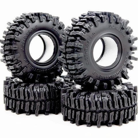 1.0 Crawler Tires 58mm Tall 1.0 Inch Mud Slingers Soft Sticky Compound For RC 1/24 SCX24 And 1/18 TRX4M Upgrades