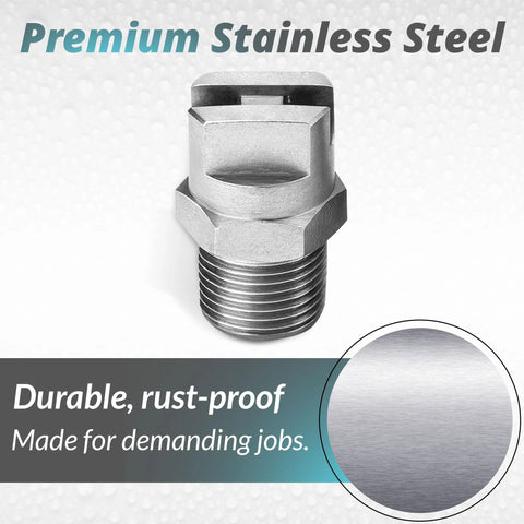 MAX Manufacturing Flat Fan Spray Tip 11001, 1/8 in male thread, 304 stainless steel nozzle