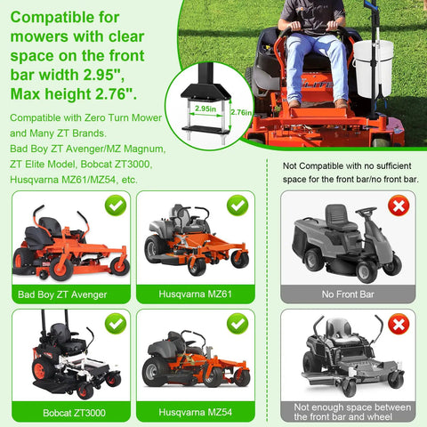 Zero Turn Mower Handle With 5 Gallon Bucket Bracket And Clip For Outdoor Yard Cleanup, compatible with various mower models