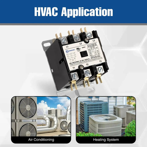 1 Pole 30A 24V AC Coil Definite Purpose Contactor for HVAC Air Conditioner Condenser, Compressor, Fan Motor and Pump Control