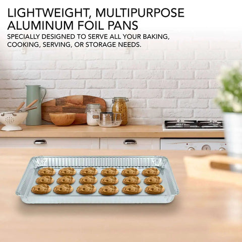Aluminum Foil Trays 15 Pack Disposable Bakeware 16 Inch By 11 Inch Nonstick Reusable Cookie Sheets For Catering, Takeout