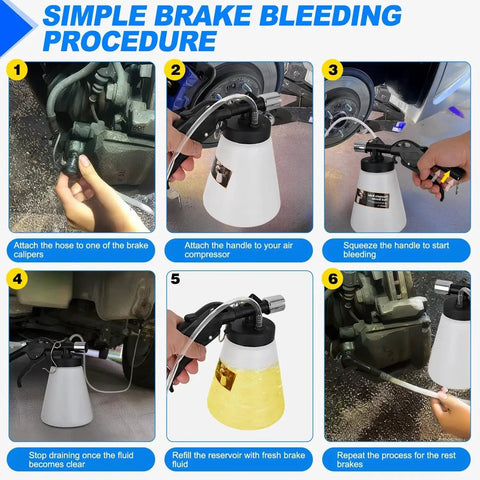 GOOACC 1L vacuum brake bleeder kit with hose, four adapters and hanging hook for brake fluid bleeding