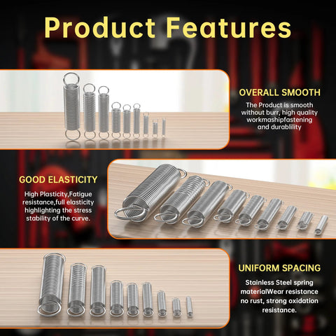 Beesini extension springs kit, 100 pcs, 25 sizes, stainless steel