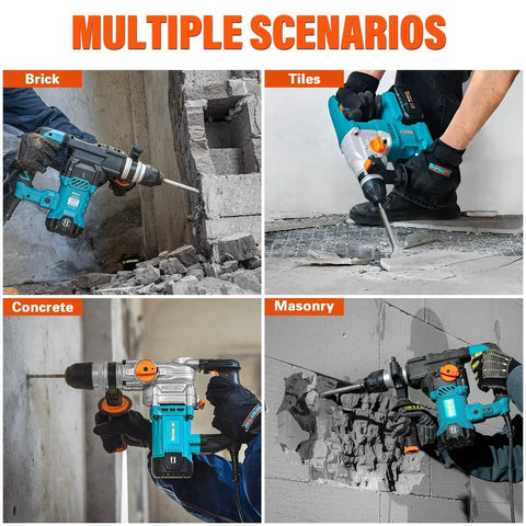 Multiple scenarios using All SDS Plus Rotary Hammer Drill Bit And Chisel Set, 17 Piece, With Storage Case Berserker Carbide Tipped Bits For Concrete Masonry Stone Brick Cement, Compatible With All SDS Plus Hammers Beast