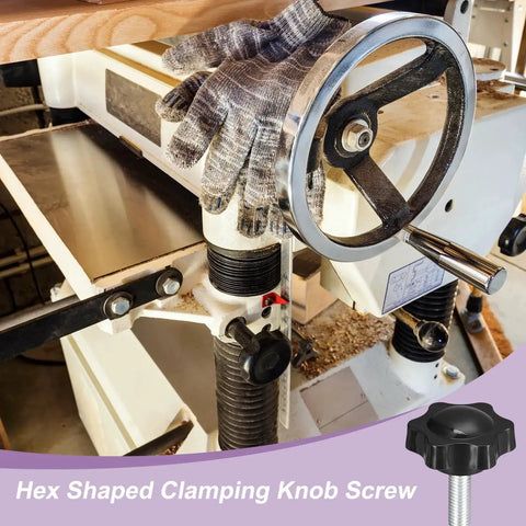 M8 X 25mm Star Knob Clamp Plastic Hex Hand Tightening Replacement Knob Set 4 Pcs installed on a machine