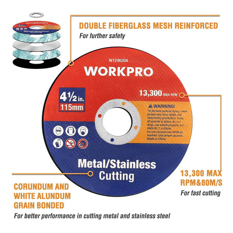 Image of 20 Pack Cut Off Wheels For Metal And Stainless Steel, 4-1/2 X 7/8 Inch Thin Cutting Discs with corundum and fiberglass reinforcement.