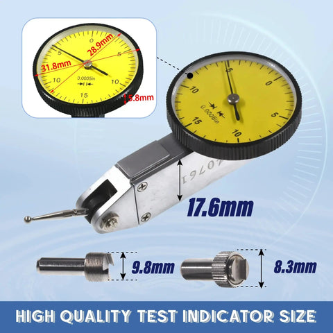 Yellow 0.030 In Test Indicator With 0.0005 In GR Dial Reading 0-15-0 New Machinist Grade Precision Tool for Setup and Production