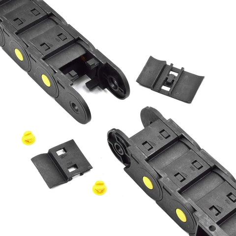 Beefed Up Closed Type Drag Chain Cable Carrier With End Connectors 25x38mm Inner Size 40x55mm Outer Size R75 Bend Radius 1 Meter Length Nylon