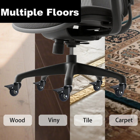 Heavy Duty 2 Inch Universal Locking Office Chair Casters 5 Pack With Brake And Includes Screwdriver Tool Free Install