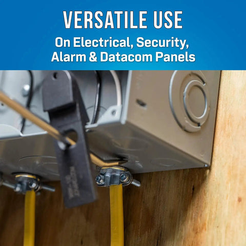 Panel Buddy Knockout Set for front and rear knockouts easy removal from electrical panels embedded in drywall, no cut required.