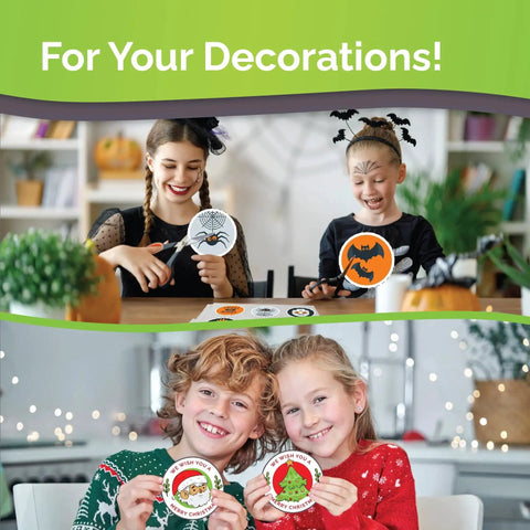 Children using Premium Printable Vinyl Sticker Paper For Inkjet And Laser Printers With 56 Self Adhesive Matte White Sheets Waterproof Quick Dry Vivid Colors That Hold Ink Well Tear Resistant For Indoor Outdoor Use AgoDeo for holiday decorations.