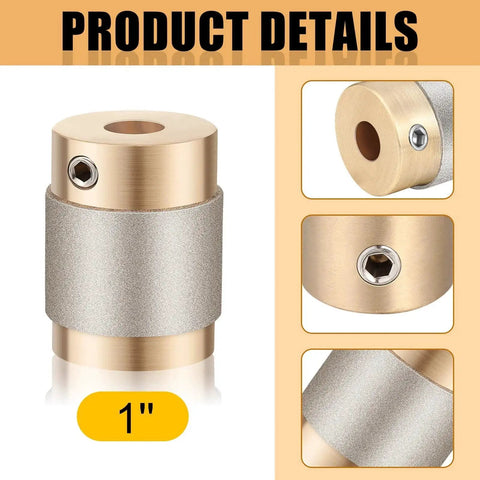 Pro Grade Stained Glass Drill Bits And Diamond Grinder Heads For Glass Projects, 1 Inch Copper Core With Diamond Plating