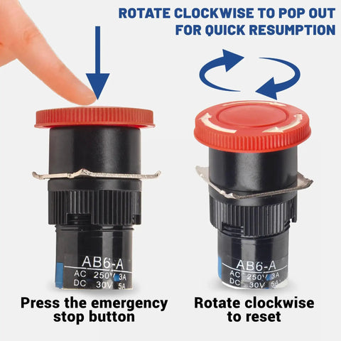 Emergency stop button for Limit Switch Kit With Emergency Stop For CNC Routers Featuring 6 Micro Switches.