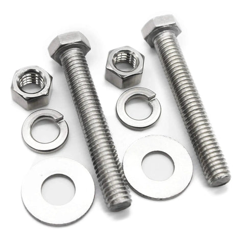 Heavy Duty 5/16-18 X 4 Inch Stainless Steel Hex Head Bolts Kit With Fully Threaded Shafts Includes Hex Nuts Fender Flat Washers