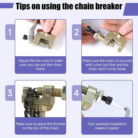 Tips on using chain breaker for Gold Chain Tensioner For Mini Bikes 140 Link Heavy Duty Replacement CILOYU Compatible