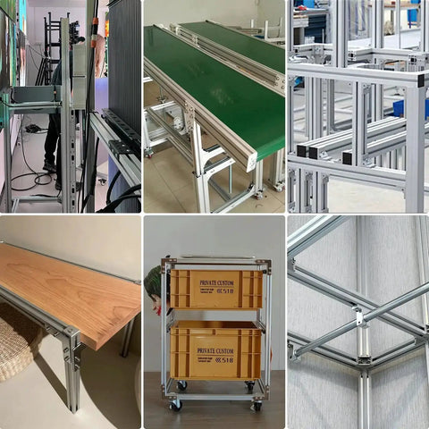 Various setups using 2020 3030 Series Cable Clips And T Slot Aluminum Profile Accessories for custom 3D printers and CNC projects.
