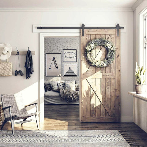 Heavy Duty Sliding Barn Door Hardware Kit For 40 Inch Wide Doors With A Smooth Quiet Glide And Built To Last Two Solid Rail Pieces