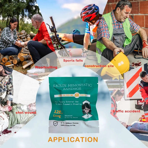 Advanced Stop The Bleed Gauze For Rapid Hemostatic Wound Packing In Medical And Survival Kits Kaolin Infused Combat Gauze application