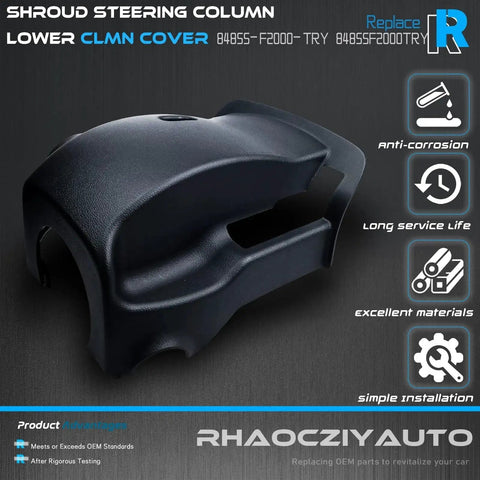 Lower Steering Column Ignition Shroud With Keyhole For Elantra 2017 2020 in black, anti-corrosion and easy installation