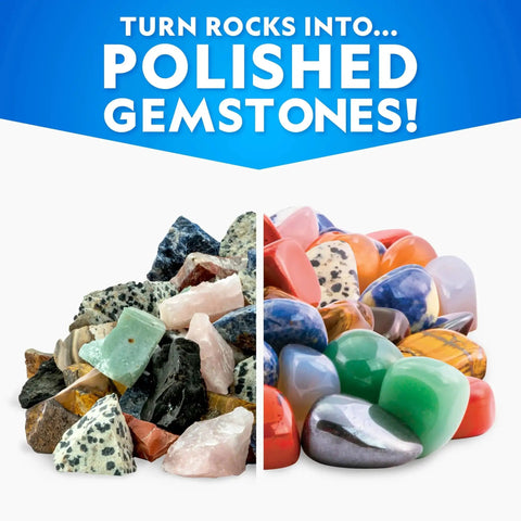 Comparison of unpolished and polished rocks using Rock Tumbler Grit And Polish Refill Kit For Polishing Up To 20 Pounds Of Rocks.