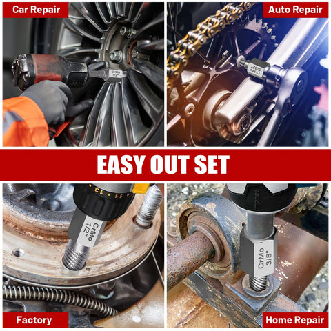 Fifteen Piece Screw Extractor Set For Stripped Bolts And Rusted Screws With Three Eighths Inch Drive Hex Head Multi Spline Design