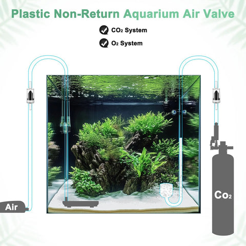 M METERXITY aquarium check valve set; 2 plastic one-way valves with 2 suction cups for CO2 systems