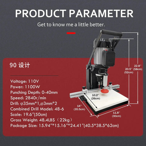 Versatile All In One Hinge Drilling And Boring Machine For Cabinets And Furniture From WYDDDARY on display with specifications