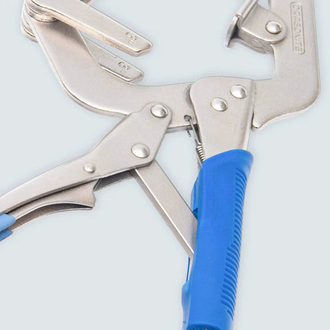 10 Inch Welding Pipe Pliers With Locking C Clamp And Large Adjustable V Pads for secure welds, ergonomic grip, and fast release trigger