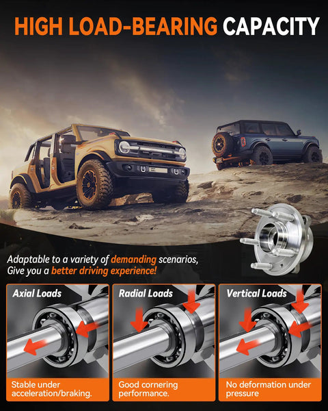 High load-bearing capacity for 2 Pack Front And Rear Wheel Hub Bearing Assembly 513275 Fits Ford Edge 2011-2014 Flex 2009-2019 Taurus 2010-2019 Lincoln MKS MKT MKX 2009-2019 5 Lug Direct Fit Replacement with performance benefits.