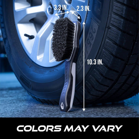 Ergonomic Tire And Wheel Cleaning Brush For Cars, 10.3 Inch Long With Short Stiff Bristles Against Car Tire