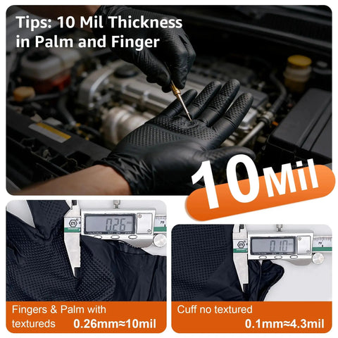 Heavy Duty Nitrile Gloves 10 Mil Diamond Textured Cooking Disposable Latex Free in automotive use