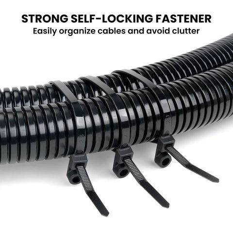 Beefy Heavy Duty Zip Ties With Screw Hole For Mounting 75 Lb Tensile Strength Seven And A Half Inch Indoor Outdoor Nylon Cable Ties bundling cables