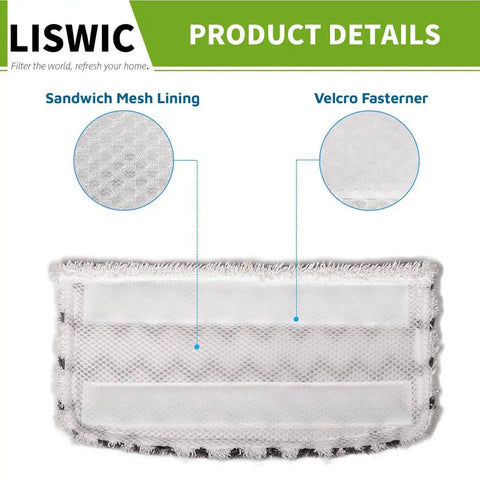 Detail view showing sandwich mesh lining and Velcro fastener on 4 Pack Dirt Grip Microfiber Replacement Pads For Steam Mop S1000 Series
