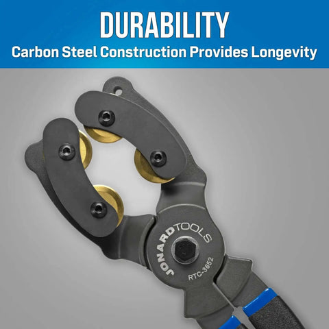 Rotary Duct And Tube Cutter For Large HDPE Ducts And Fiber Optic Lines Cuts 36 To 52 Millimeters With A Two Inch Maximum And Heavy Duty High Carbon Steel Blades For Clean Ringing, Built Tough And Ultra Reliable