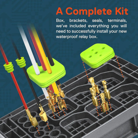 12V DC Auto Waterproof Fuse And Relay Box with Six Relay Sockets and Six Fusible Holders Bosch Style for Cars Boats Marine