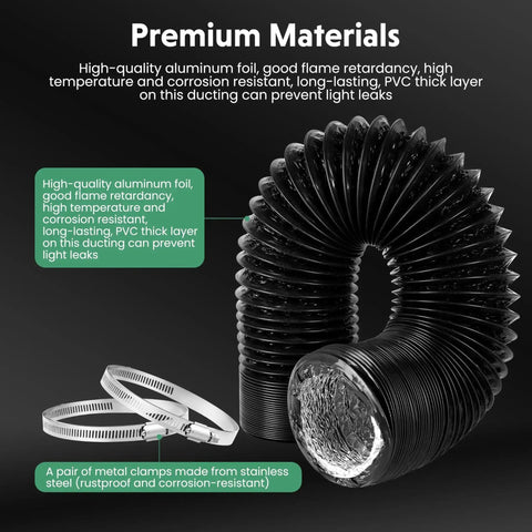 4 Inch Insulated Flexible Dryer Vent Hose 25 Feet With 2 Clamps Heavy Duty Four Layer Duct For Dryer Exhaust Ventilation And Heating Cooling Black Quiet Yet Durable Noise Reduction Up To Fifty Percent