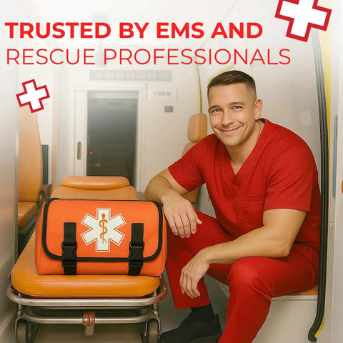 Paramedic with Fully Stocked EMT Trauma Bag That Is Grab And Go Ready For Any Emergency Tactical First Responder Medical Kit In Orange